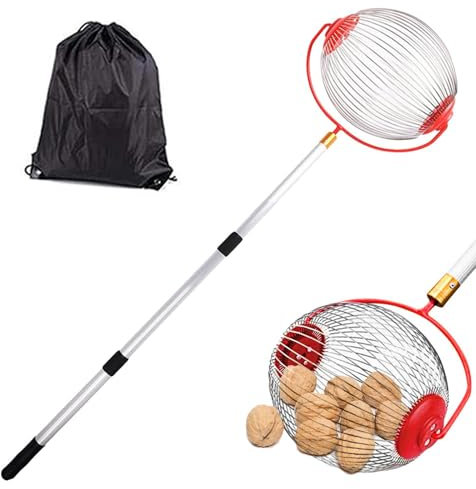 Juego de recolectores de Frutos Secos con Barra telescópica Ajustable, recogedor de Frutas para bellotas, nueces de Nogal, Bolas de púas, Golf