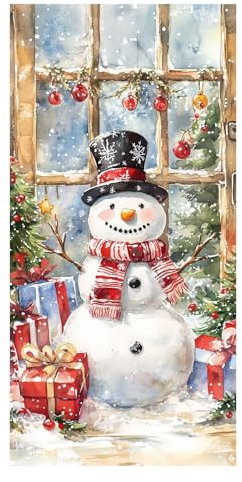 Décoration Porte Noël Couverture de Porte de Noel Decoration Suspendue Bannière Toile de Fond de Noël, Décorations de Noël Bannière de Porte pour Décoration Vacances Hiver Porte Entrée (D, One Size)