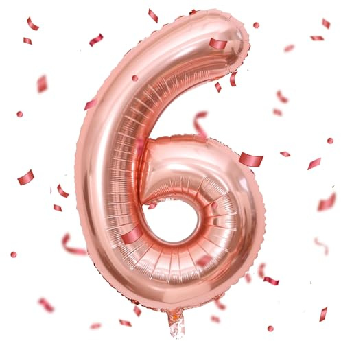 Ballon Chiffre 6,Ballons 6 an Or rose,Ballons 6 Ans Anniversaire Numero 6 Hélium Ballons,101cm Chiffre 6 Decoration Pour Garçons Filles Anniversaire Fête