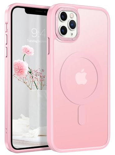 VENINGO Funda para iPhone 11 Pro MAX,Compatible con MagSafe, Carcasa Protección Grado Militar, Cover Resistente a arañazos y al amarillamiento, Case Diseño Translúcido Mate, Rosa