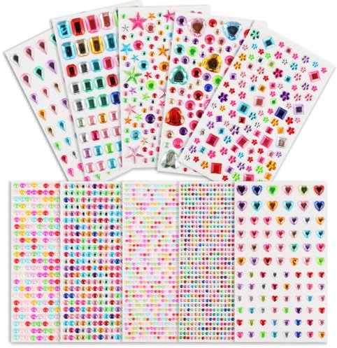 3500 Stück Glitzersteine selbstklebend, Bunte Strasssteine selbstklebend, Glitzersteine Gesichter in verschiedenen Formen, Glitzer Sticker für Basteln, Kinderhandwerke, Dekoration und DIY-Projekte.