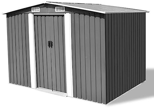 Abri de jardin en métal gris 257 x 205 x 178 cm