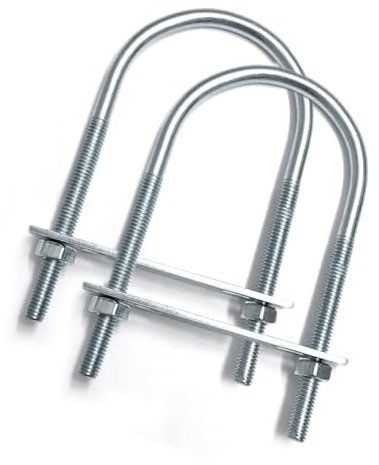 2 Sets M8 U-Bolt, 3 Wide U Bolt with Washers and Nuts, Heavy Duty Galvanized Carbon Steel Round U Bolts for Trailers, Boats, Replacement Parts and Accessories for Ski Boat, Fishing Boat