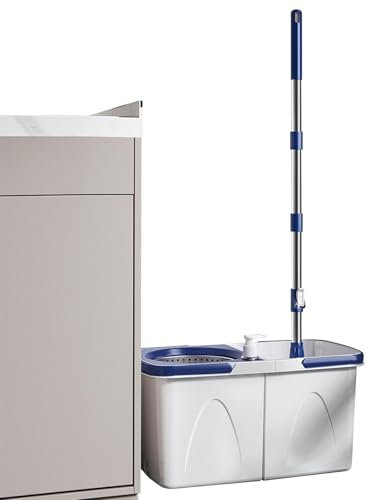 Reinigungsmop & Bucket -Set, Mop und Eimer -Set | Abnehmbarer Spinner rotierendes Wischen mit einstellbarem Griff - Nass trockenes Bodenreinigungssystem, weltsparende Wandreiniger für Büros