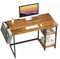 DEILALY Computertisch, 80 cm Gaming-Tisch, Laptoptisch, Schreibtisch mit Metallrahmen, Holz mit schwebenden Ablagen, für Schlafzimmer, Wohnzimmer, Rustikalbraun