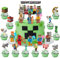 33 Stück Tortendeko, Pixel Cupcake Topper Deko und Tortendeko Figuren, Pixel Geburtstag Deko, Happy Birthday Kuchendeko, Muffin Deko, Geburtstag Party Kuchen Dekoration Supplies für Kinder