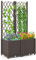 RELAX4LIFE Lettino da Giardino Rialzato con Graticcio, Fioriera da Esterno con Disco Auto-irrigante, Fori di Drenaggio, 2 Scatole per Piante, Texture Rattan, Scatola per Fiori per Balcone (Caffè)