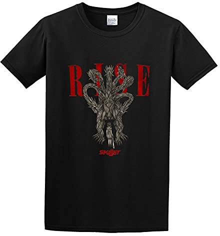 SHUIZILANG Skillet Rise Album Party Cartoon Black and White Photo Concise Printing T-Shirt Black M