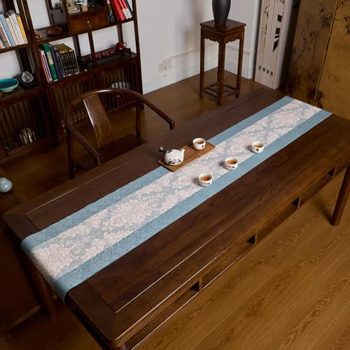 Tischläufer Modern Jacquard Blumen Muster, Chinese Table Runner Elegant Tischband Stoff Für Esszimmer Landhausstil Hochzeit Deko, Vintage Tischdekoration Frühling Sommer Party Küche