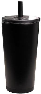 HydroJug Everyday Tumbler 20 oz – Ceramic-Lined Insulated Tumbler with Straw and Soft-Touch Lid, Cup Holder Friendly, Double-Wall Vacuum Insulation, Reusable Travel Cup – Black
