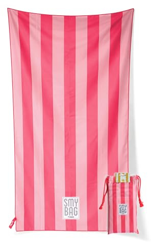 Ponette – Toalla Menorca Microfibra | 2 Colores | XXL 180x90cm | con Bolsa y de Secado Rápido | Ideal para Piscina, Gimnasio, Sauna, Viaje y Playa | Marca Española (Rosa)