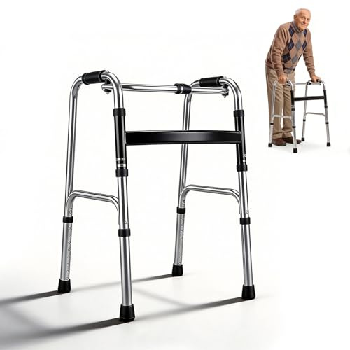 Leichtgewicht Gehgestell mit Scharnieren, Gehhilfe für Senioren, Höhenverstellbare Gehhilfe von 73–88,5 cm Leicht & Stabil, Sicherer Stand für Alltag & Rehabilitation