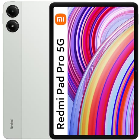 XIAOMI Redmi Pad Pro 5G Tablet 8+256GB 12.1 2.5K Eye-Care Display HyperOS Snapdragon 7s Gen 2 Mobile Platform 10.000mAh Large Batteria Volume, with Charger (Green)
