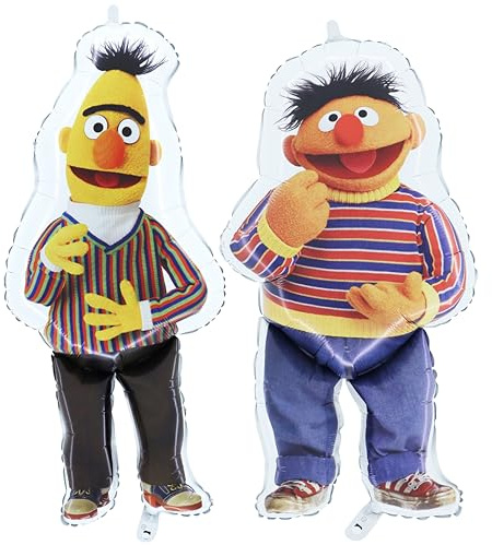 Toyland® 2er-Pack Sesame Street Bert & Ernie Folienballons – 81 cm (32 Zoll) Bert & 71 cm (28 Zoll) Ernie – Kindergeburtstagsdekoration