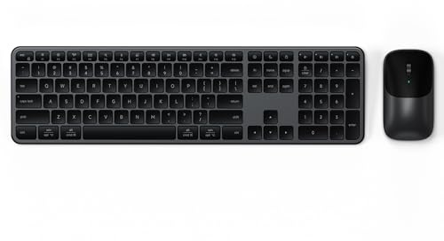 Satechi Combo Tastiera e Mouse Wireless Slim CEX3, QWERTY US, Nero | Layout Americano, tastiera formato completo, Bluetooth multi-dispositivo, ricevitore USB-C, per Mac, Windows e altro