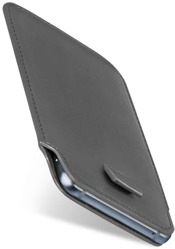 moex Slide Case für vivo X300 Handytasche zum Einstecken Ultra dünn, Einsteckhülle Holster Hülle PU Leder, Sleeve Etui Handyhülle mit 360 Grad Komplettschutz, Grau