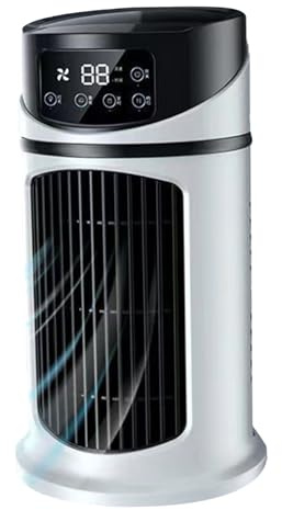Ventilatore a torre piccolo, condizionatori personali Ventilatore a torre piccolo da 9, 5'' 6 velocità e timer 6 ore Evaporativo portatile silenzioso senza pale con serbatoio dell'acqua per bagno d'uf