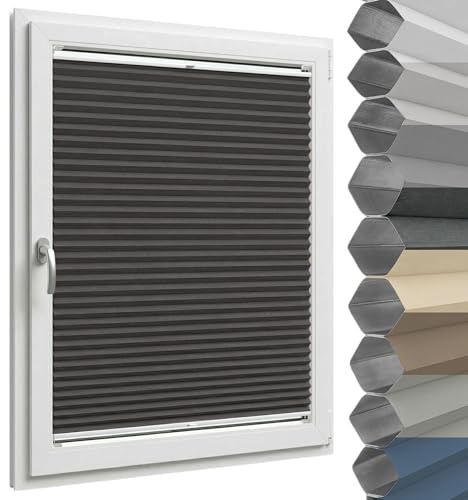Birrke® Wabenplissee Thermo, 100% Verdunkelung, zum Bohren, NACH MAß | Fenster Plissee mit Bohren Breite: 20–119 cm, Höhe: 50–149 cm - Verdunklungsplissee Hitzeschutz, Sonnenschutz, 8 Farben
