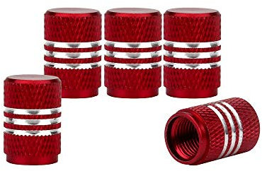 SENZEAL 5X Aluminiumlegierung Ventilkappen Reifen Ventile Rot für Auto Motorrad