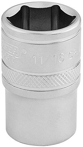 Draper 16630 1/2-Inch Square Drive Micro Satin Chrome Imperial Socket, 11/16-Inch Size , Blue