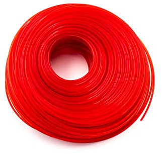 vhbw Mähfaden Trimmerfaden mit 2mm Durchmesser kompatibel mit Rasentrimmer Motorsense - 100 Meter, Rot, Nylon, widerstandsfähig - Rasentrimmerfaden Ersatzfaden