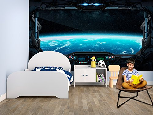 Fotomural Vinilo Pared Infantil Futurista Ventana Espacial | Fotomurales pared | Fotomural Decorativo | Vinilo Decorativo | Varias Medidas 100 x 70 cm | Decoración comedores, salones | Diseño Elegante