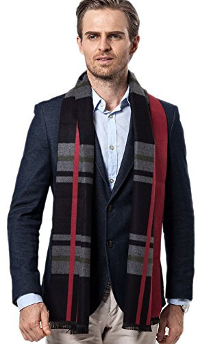 GITVIENAR Herren warme Schwarzer Schal, eleganter Winterschal, Loop Schal, weich, warm, Alpaka Schal, natur, Strickschal mit Fransen Scarf Business Casual Schal