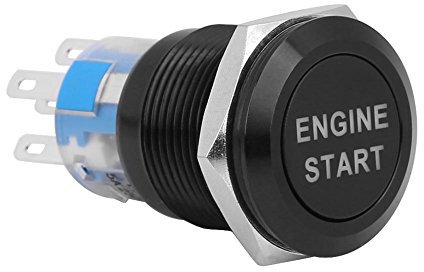 Botón de arranque del motor del coche, Arrancador de encendido del interruptor de arranque del motor de 12 V LED para orificio de montaje de 19 mm(Negro)
