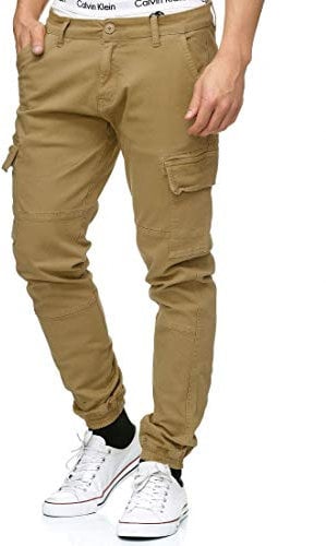 Indicode Hommes August Cargo Pants | Pantalon Cargo en Coton avec 6 Poches Amber M