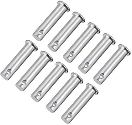 sourcing map 10 Stück Einloch Gabelbolzen 10mm x 40mm Flachkopf verzinkter Stahl