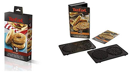 Tefal XA801612 Snack Collection Pl Bagels Eu Accessoire pour Donuts + XA800712 Snack Collection Coffret de Plaque pour Bricelets avec Livre de Recettes 4,4 x 15,5 x 24,2 cm