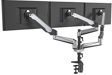 HFTEK - Monitorarm - Triple - Halterung Halter Tischhalterung für 3 Bildschirme von 15 – 27 Zoll mit VESA 75/100 (HF138GS)