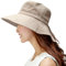 Comhats Ladies Sun Hat Packable SPF 50 Large Brim with Neck Flap Summer Spring UV Cotton Safari Gardening Walking Fishing Hat with Chin Cord Khaki Large 58-59CM