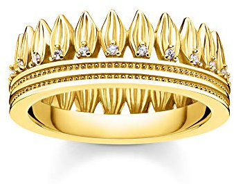 THOMAS SABO Ring für Damen Krone Blätter goldfarben TR2282-414-14-54 Ringgröße 54/17,2