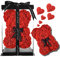 Orsacchiotto di rosa regali di orso rosa per le donne della mamma regali madre delle sue fatti a mano fiori di rosa rose orso san valentino, regalo di compleanno di nozze - Rose Bear Box (rosso)