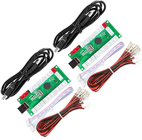 Fosiya Zero Delay Arcade USB Encoder PC to Joystick pour Windows & Linux & MAME & Raspberry Pi Retropie Projects (2 Player 5pin Joystick + Sanwa Style Buttons)
