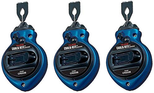 Bon Tool Tajima CR202B-P Chalk Rite II – ultradünne Kreidelinie, Bauunternehmerqualität, Blau, 3 Stück