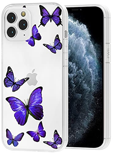 Vavies Case for iPhone 11 Pro Case 2019 Case for Girls Women, Slim Shockproof Clear Pattern Soft Flexible TPU Back Phone Protective Cover Cases for iPhone 11 Pro 5.8 (Purple Butterfly)