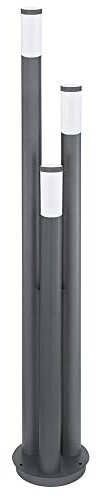 etc-shop Säulenleuchte für Außen 170 cm Garten Stehlampe Edelstahl Standleuchte Terrasse groß, drei Säulen in anthrazit, 3x E27, D 28 cm