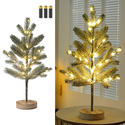 MEDOYOH Tabletop Christmas Tree Light with 50LEDS, 50cm/19.68in Height Warmwhite Light Up Trees, AA Battery Included for Home Party Living Room Cafe Decor