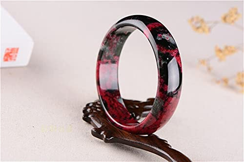 YZDKJ Natürliches Rosa Jade Armreif Armband Rosa Schwarz Blume Edelstein Jade Armband Authentic Jadeite Jade Jade Schmuck Real Jade (Gem Color : 61-62MM)