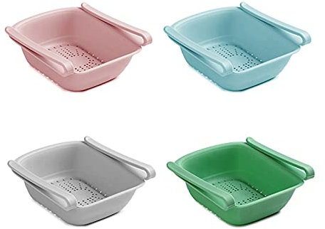 Kühlschrank Organizer,4 Stück Refrigerator Holder Storage Box,Kühlschrank Aufbewahrungsbox,Kühlschrank Schublade Organizer,Einstellbare Lagerregal,für Nahezu Jeden Kühlschrank(4 Farben)