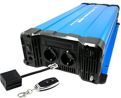 SOLARTRONICS FS4000DR Spannungswandler 12V 230V 4000 Watt - Reiner Sinus Wechselrichter 12V auf 230V für Wohnwagen & Wohnmobil - 8000W Spitzenleistung - mit Schuko, USB Anschluss & Fernbedienung