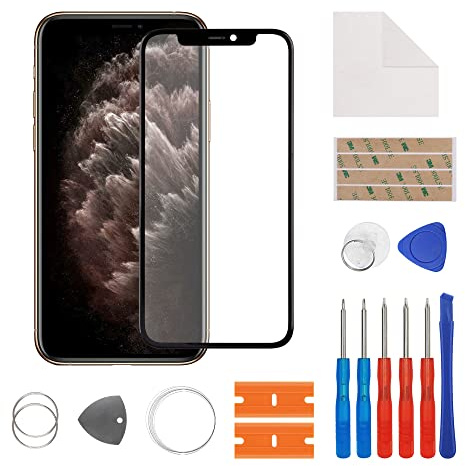 SwarKing Frontglas Außenglas Outer Screen Lens Display Glass Ersatz Kompatibel mit iPhone 11 Pro mit Reparatur Set