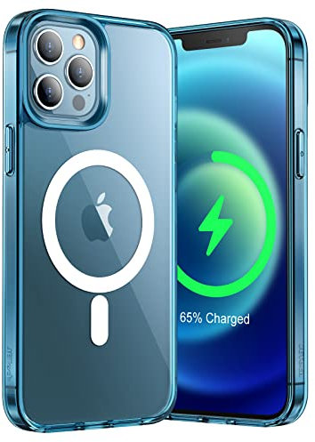 JETech Magnetic Case for iPhone 12 Pro Max 6.7-Inch Compatible with MagSafe Wireless Charging, Shockproof Phone Bumper Cover, Anti-Scratch Clear Back (Navy)
