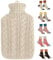 2L Hot Water Bottle with Cover UK & 5 Pairs of Warm Comfy Wool Socks - Natural Rubber 2 Litre Hot Water Bottle Inc x5 Pairs Ladies Winter Socks Size UK 4-7 (Cream Bottle with Cream Cover) (0058)