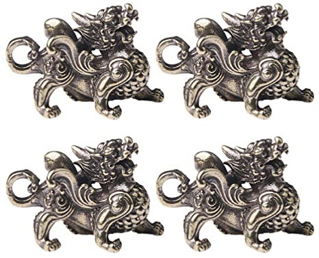 CLISPEED Drachen Figuren, 4 Stücke Chinesische Feng Shui Kylin Statue Drachen Vermögen Figur Kleine Drachen Figur für Wohnzimmer Büro Schreibtisch Tischdeko
