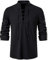 LUYANA Herren Hemd Langarm Shirts für Mittelalter, Wikinger, Hippie Matching Schwarz 3XL