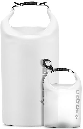 Spigen Dry Bag Set [Aqua Shield] [20L+2L] wasserdichte Tasche Set wasserfeste Tasche & Rucksack für Strand, Schwimmen, Camping, Kajak, Boot - Snow White