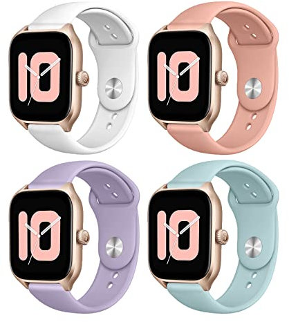 4 Stück Armband für Amazfit GTS 2 Mini/GTS 4 Mini,20mm Sport Silikon Ersatzarmband für Amazfit GTS 3/GTS 2/GTS 2e/GTR 42mm/Bip/Bip lite/Bip U/Bip 3/Bip 3 Pro/GTS 4 Herren Damen